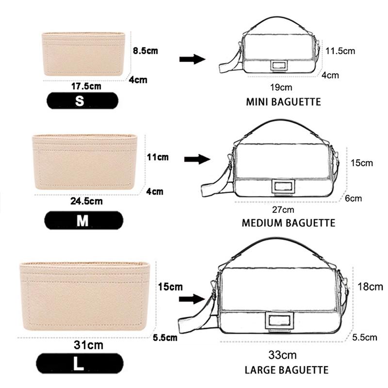 1PZ Organizer Borsa in Feltro, Organizer per Trucco, Rivestimento Perfetto per Borse da Donna di Marca e Pochette per Cosmetici