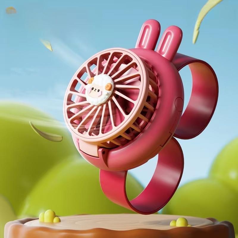 

Детский мини-ручной вентилятор с USB-подзарядкой, милый мультяшный вентилятор-часы, портативный маленький вентилятор для использования на улице и в помещении, 3 скорости розовый