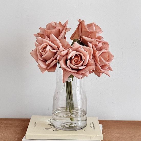 5 Bündel Real Touch Rosenblüten Künstliche Große Blüte Falsche Rose für Zuhause Büro Hochzeitsfeier Dekoration Innenbereich Blumendekorationen Tischmittelstücke