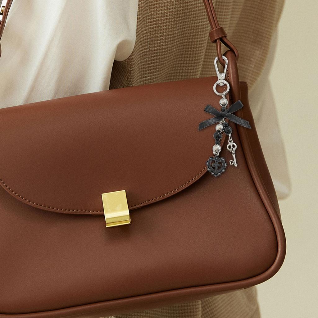 Elegant Bowknot Heart Crucifix Keychain for Women Stylish Key Chain Accessory Religious Symbol Keyring Accessories