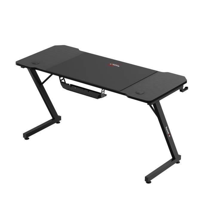 Bureau gaming - HUZARO - Hero 3.3 - Grand plateau 140 cm - Ergonomique - Tapis XXL inclus