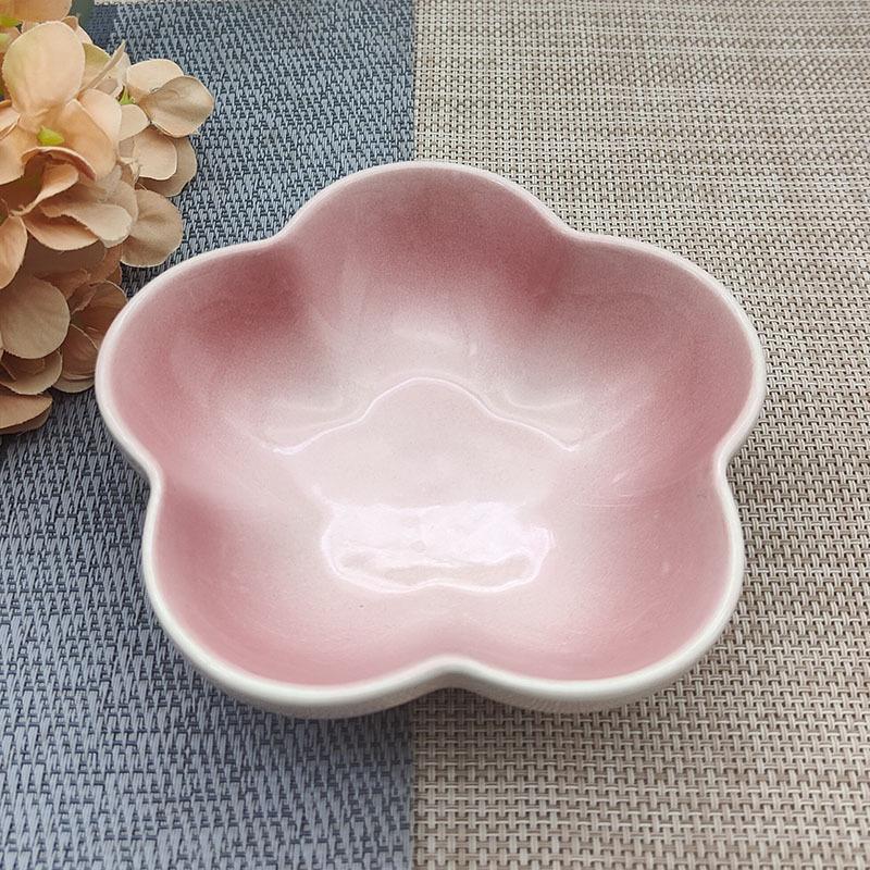 Neue Lc5 Zoll Kreative Blume Keramikschüssel Kleine Tiefe Schale Einfarbig Keramikschüssel Kleine Schale Dipschale Haushaltsküchenbedarf