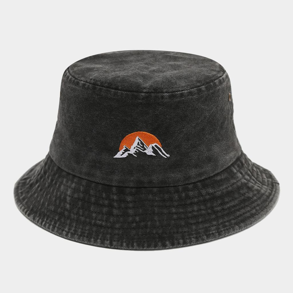 Sunrise Embroidered Fisher Hat With Sun Protection For Outdoor Activities
