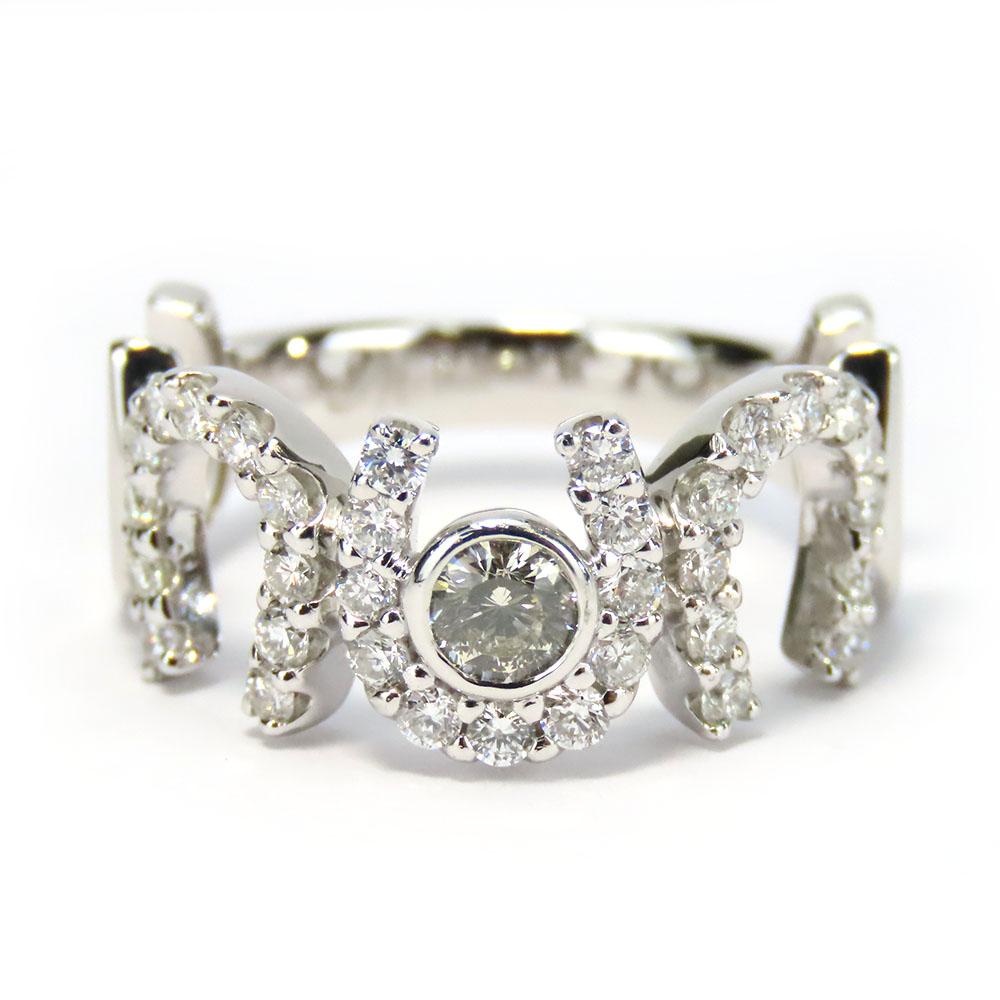 Used no brand Ring Round Modified Brilliant EU#53.5 Pt900Platinum/diamond 7.6g Platinum around 13.5