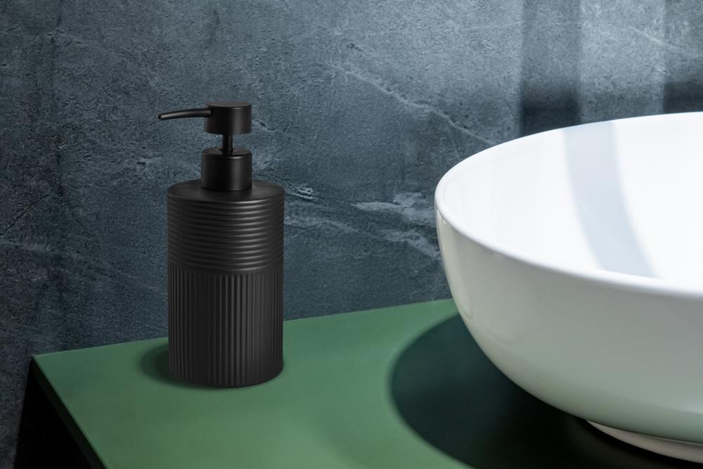Soap dispenser 400 ml AWD IINTERIOR 1916 Tusa black stoneware