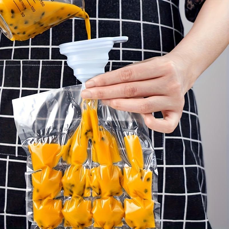 50Pcs Disposable Ice Cube Bags Self Sealing PE Ice Maker Mold With 1Pc Funnel For Juice Coffee