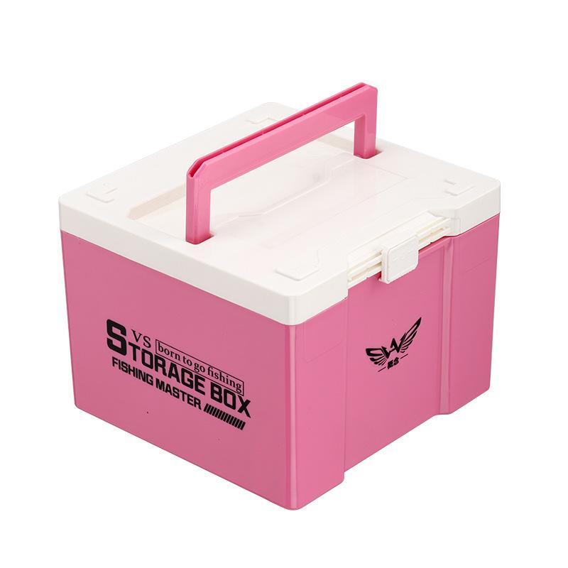 

Durable Large-Capacity Fishing Gear Storage Box with Hooks 21*21*15.5cm рожевий