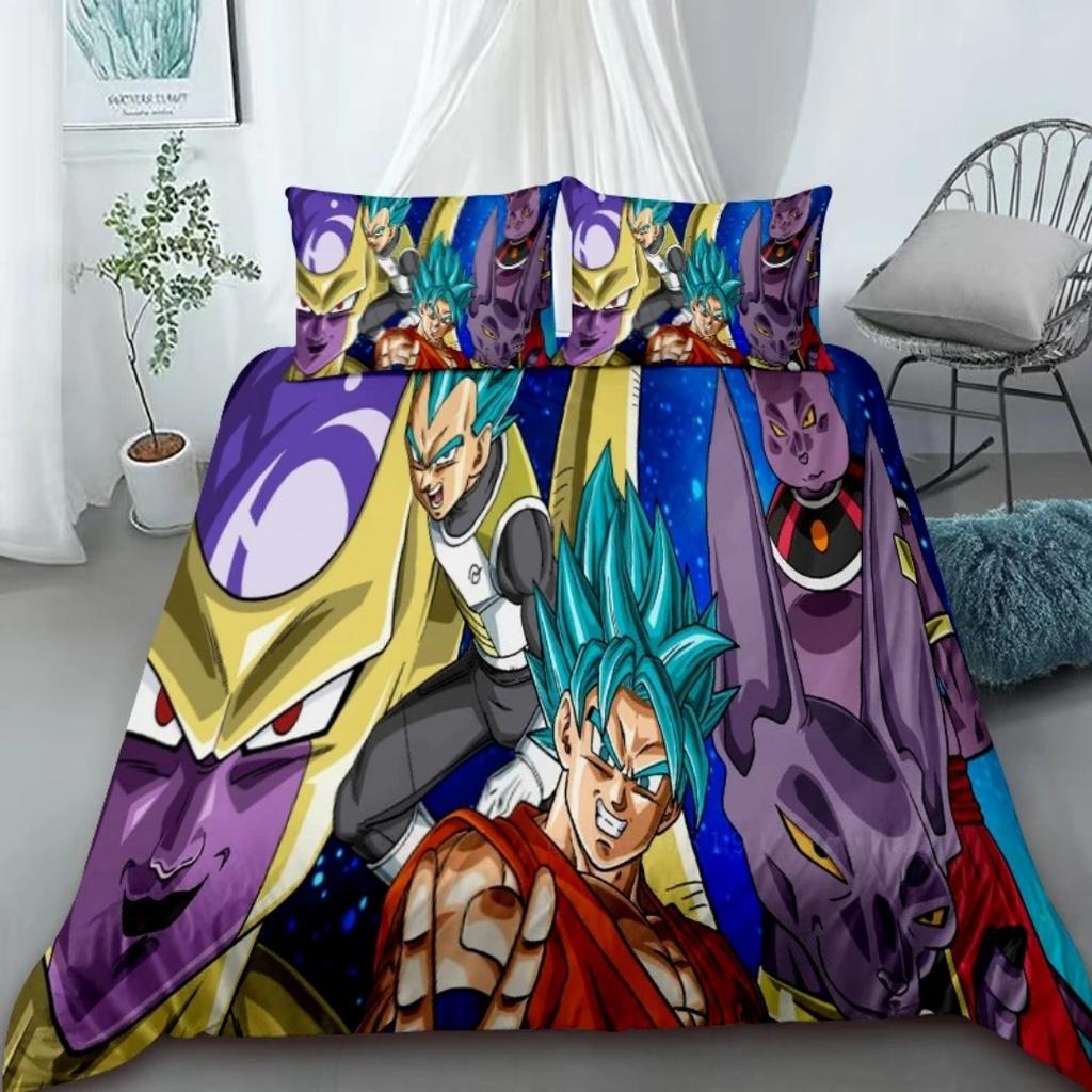 2026 Hot Sale Japanese Anime Dragon Ball Son Goku Bedding Set Quilt Cover Twin Full Bedroom Bed Decor for Teens Best Gifts