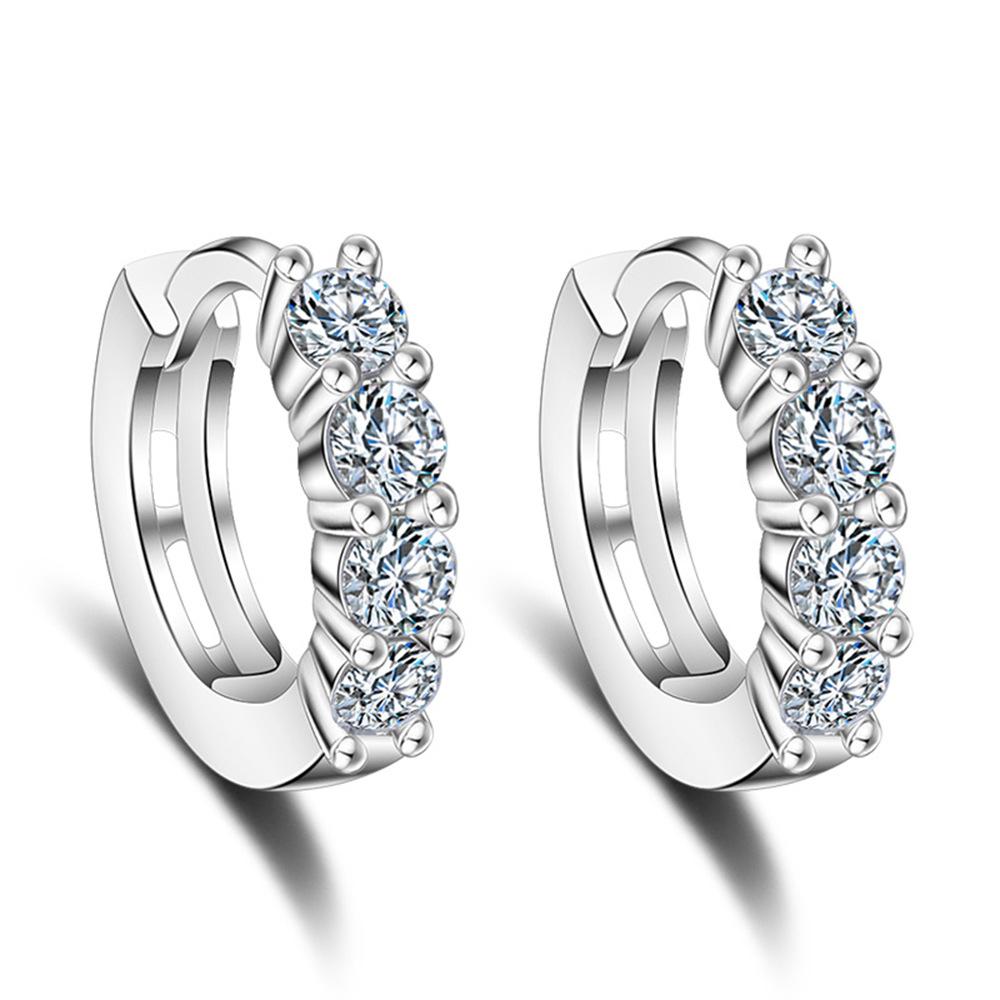 925 Sterling Silver Affordable Luxury AAA Zircon Row-Set Earrings