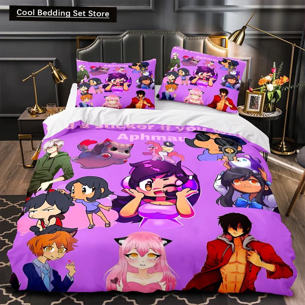 APHMAU Bedding Set Single Twin Full Queen King Size Kawaii Aphmau Bed Set Aldult Kid Bedroom Duvetcover Sets 3D Print Anime Bed
