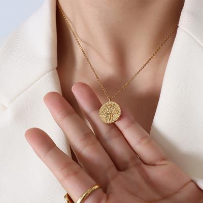 Francuski Retro Niszowy Design Biżuteria Tytanowa Stal Platerowana 18K Złoto Mała Pszczółka Moneta Wisiorek Naszyjnik Kobieta