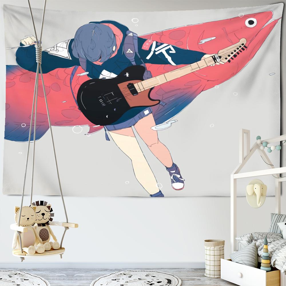 Anime Game Girl Tapestry Wall Hanging Cartoon Cute Kawaii Girl Dormitory Aesthetics Room Hippie Home Decor