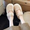 Women Fur Flats Shoes Bow Suede Casual New Loafers Fashion 2026 Fashion Trend Winter Short Plush Walking Shoes Woman Shoes