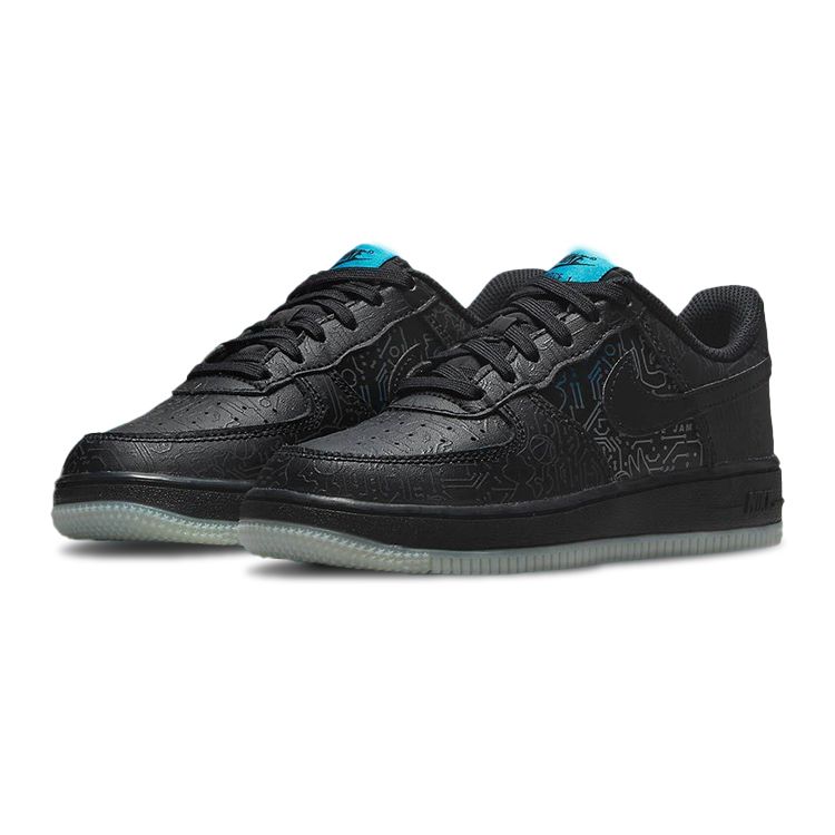 Space Jam x Nike Air Force 1 06 GS Chip del Computer Sneakers per Bambini Nero Azzurro-Fury DN1434-001