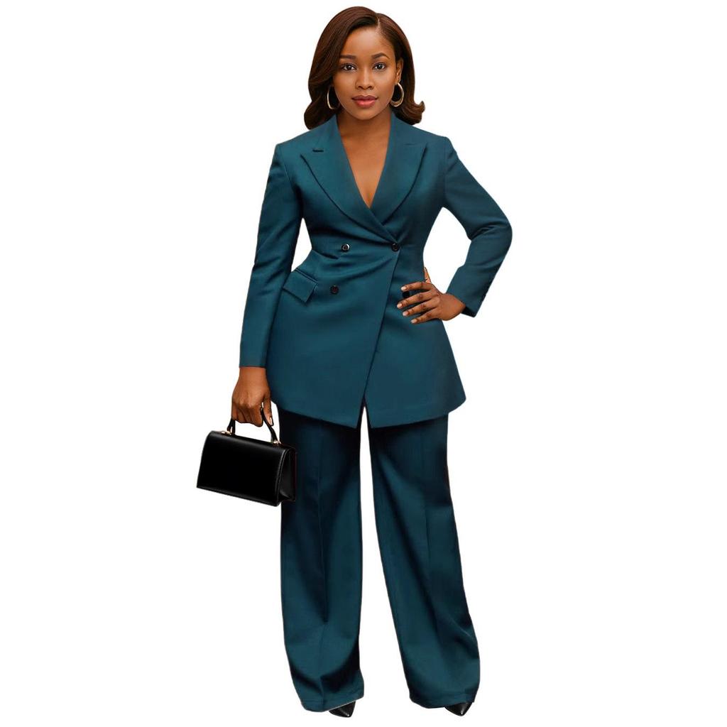 K3733 European Elegant Waist-Cinching Lapel Suit & Trousers Set