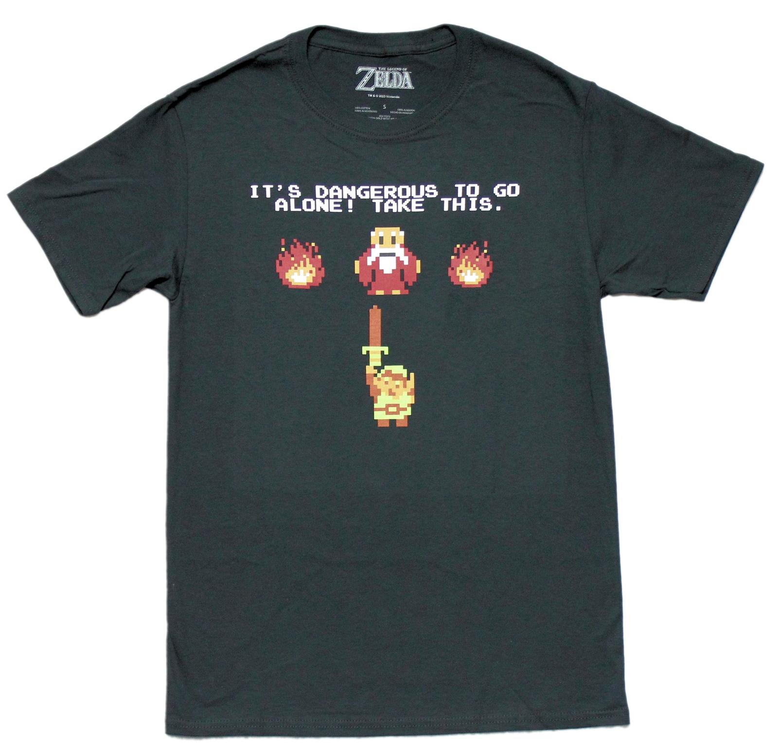 Legend of Zelda New Adult T-Shirt- 8 bit It s Dangerous to go alone! Take This L