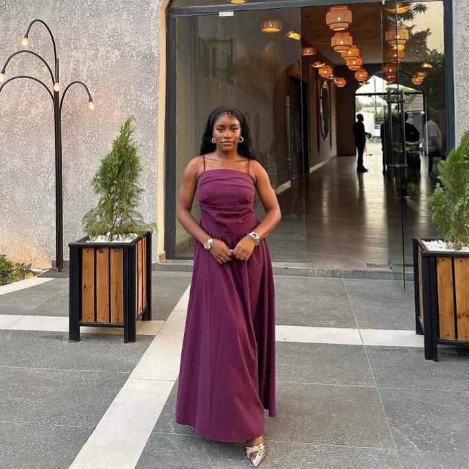 Europäische und amerikanische Damenbekleidung Sommer neue Mode figurbetont sexy Trägertop mit großem Schwing-Tube-Top-Kleid langes Kleid