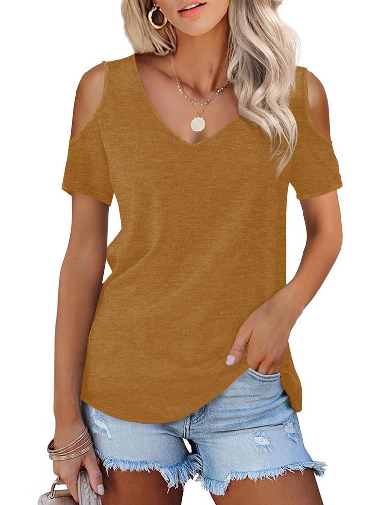 Women's 2023 Fashion Off-the-Shoulder Short Sleeve T-shirt