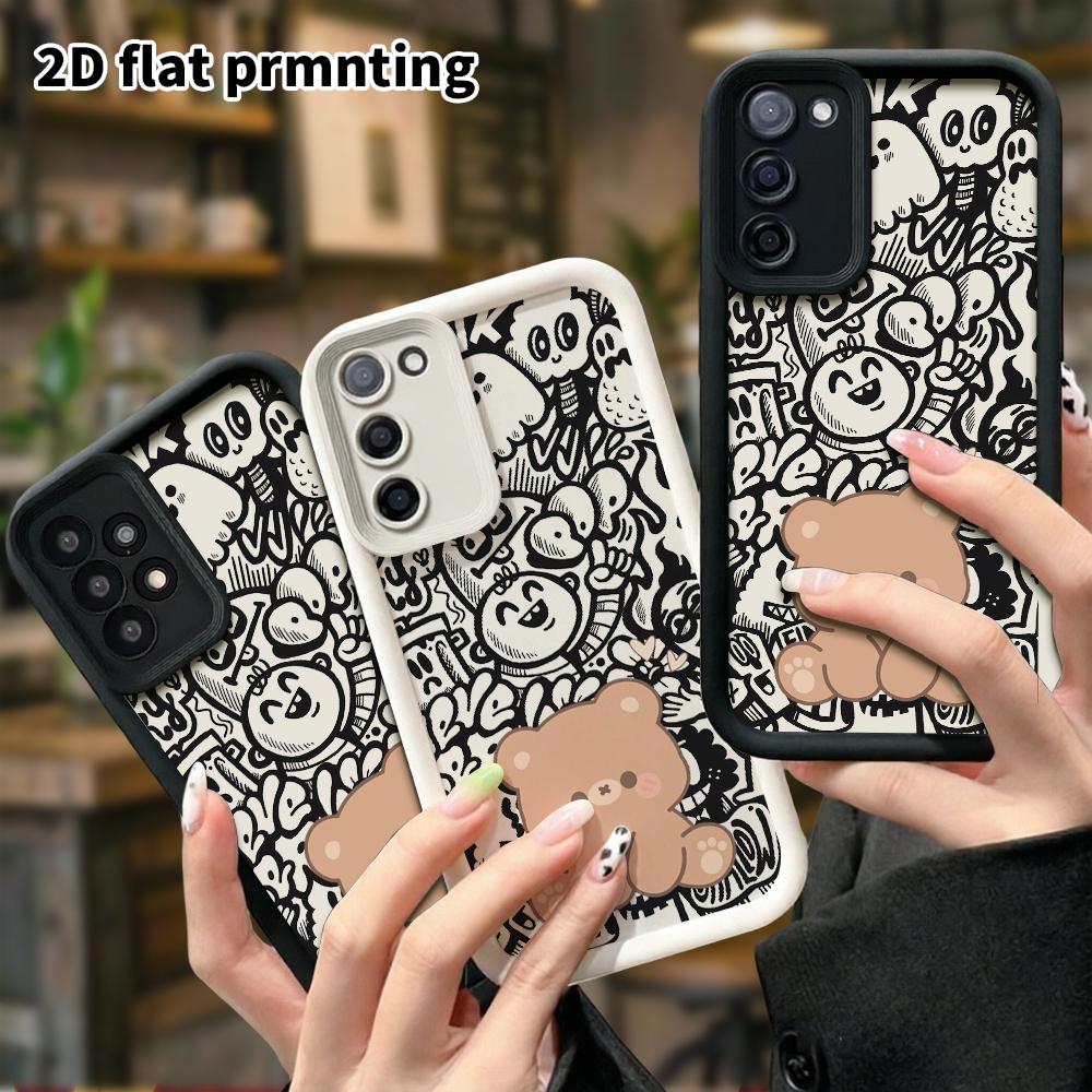 Phone Case: 2D Flat Samsung Galaxy A34 A35 M05 M06 S20 S22 S21 FE Plus 5G Protective Case, Brown Bear, Christmas and Halloween Gift