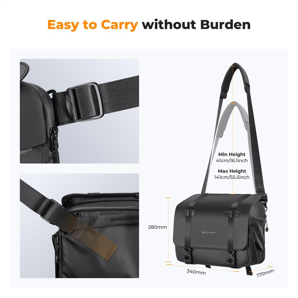 K&F CONCEPT 10L Camera Sling Bag Shoulder Backpack Photography Crossbody Camera Bag for Sony Nikon Canon DSLR with Tripod Holder