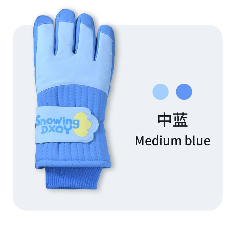 Kids Ski Gloves With Cartoon Space Print Warm Fleece Lined Touchscreen Windproof Winter Mittens Boys Girls