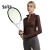 Thumb Hole Sleeves Yoga Top Women Long Sleeve Workout Tops Quick Dry Full Zip Crop Athletic Slim Sweat-wicking Wear Fit Shirts Sportwear with