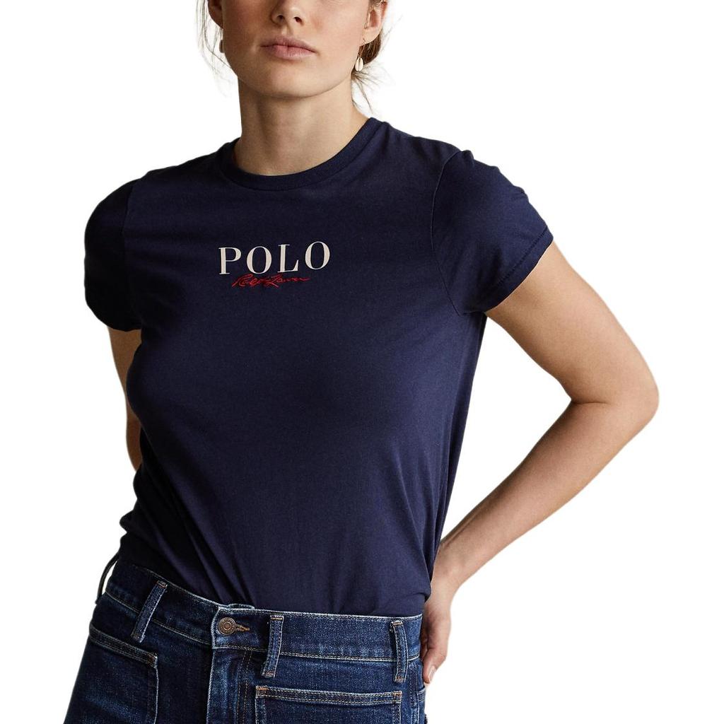 Polo Ralph Lauren Logo Letter Print Crew Neck Short Sleeve T-Shirt Women Tops WMPOKNINC020014-410