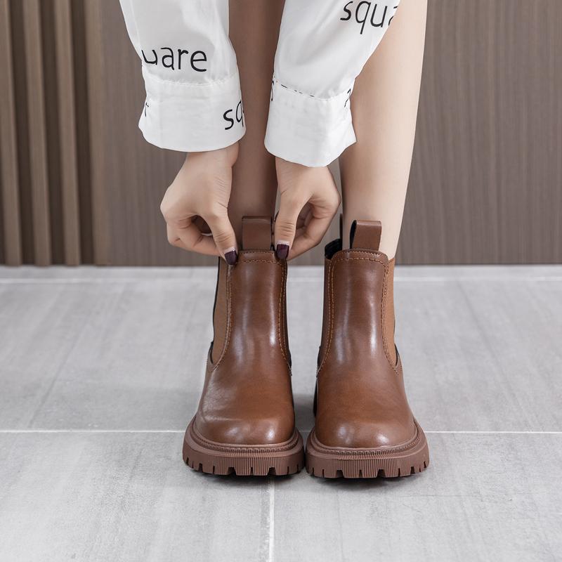 Fashion AIYUQI Women's Chelsea Boots Genuine Leather New Autumn Winter Fashion Women's Ankle Boots Retro Winter Boots Ladies WHSLE MTO