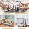 Dish Drying Rack with 3-Compartment Utensil Holder, Kitchen Countertop Organizer - Multifunctional Plate Storage Solution for Tableware and Plates