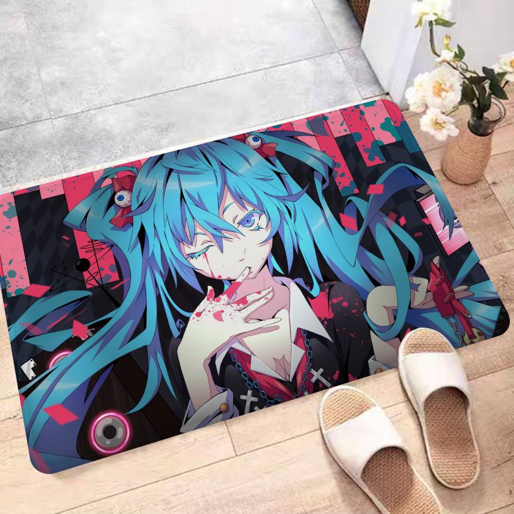 Musik H-Hatsune M-Miku Fußmatte Rutschfest Waschraummatte Waschraumdeko Balkon Kind Wohnzimmer Haushaltsteppiche