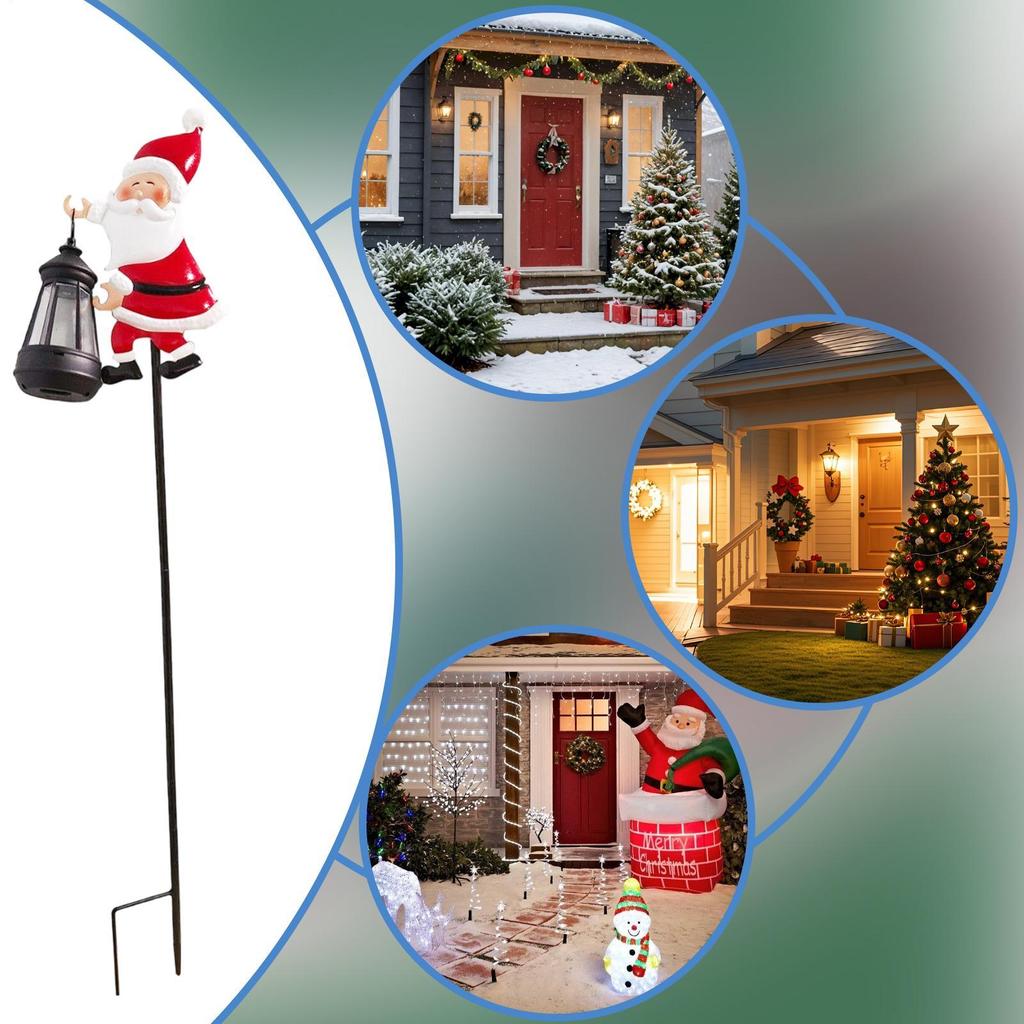 Christmas Santa Solar Kettle Lights Waterproof Garden Solar Watering Can Light with 2 Colors Santa Kettle Ground Lamp for Decor