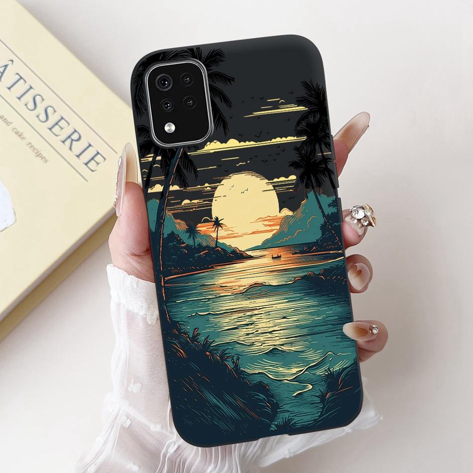 For LG K42 K52 K62 K62+ New Fashion Dusk Beach Painting Phone Case For LG K62 Plus K42 K52 (Brazil) Black Silicone Soft Case
