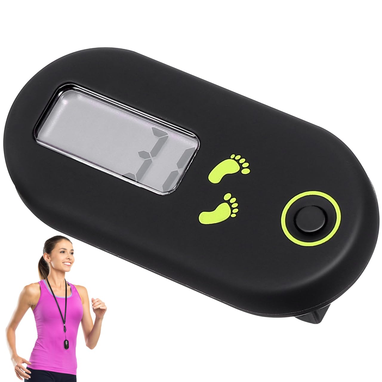 Gadpiparty Mini Pedometer, Neck-Mounted Digital Pedometer, Exercise Counter, Electronic Pedometer, Walking Pedometer, Calorie Counter, Convenient for