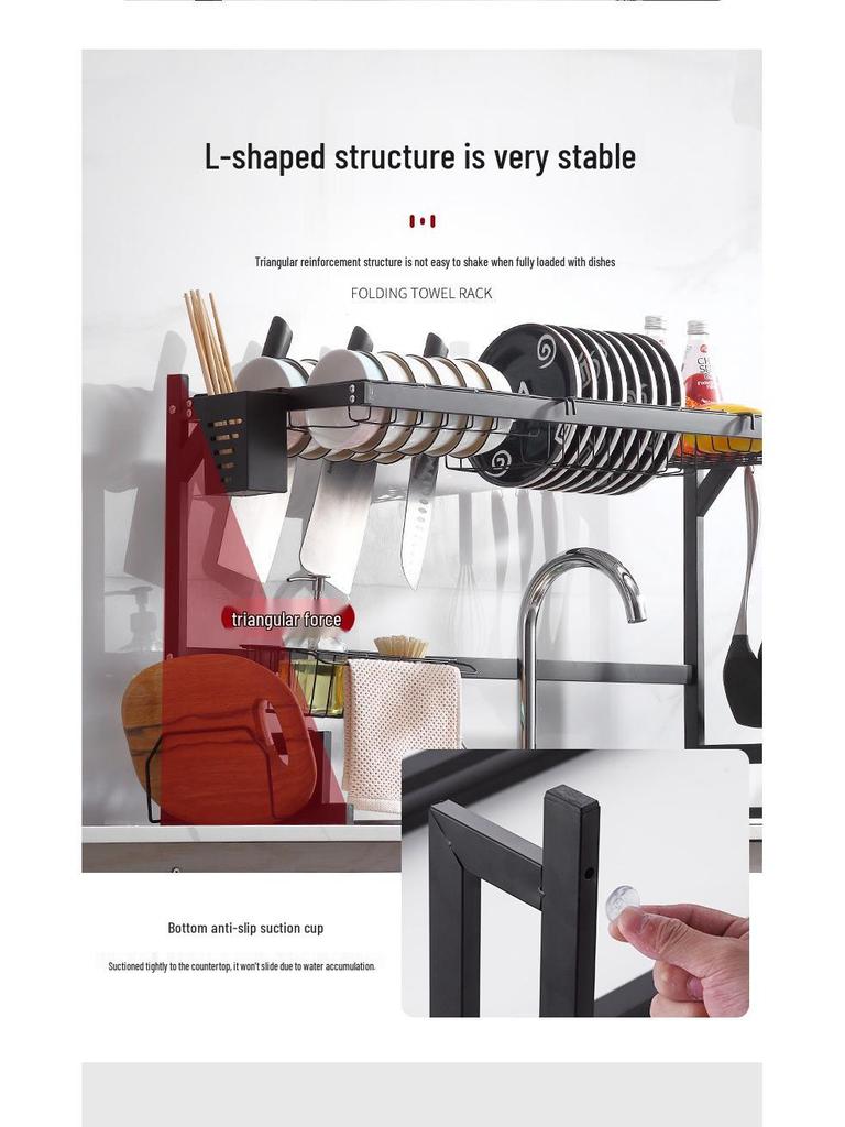 Multifunctional Kitchen Sink Organizer: Drying Rack for Dishes, Utensils, and Knife Holder