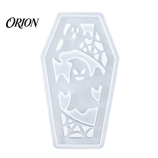Resin Casting Molds Halloween Coffins Lampshade Silicone Mold, DIY Hollow Ghost Spider Bat Food Grade Crafts Gypsum Cement Epoxy Mold Handmade