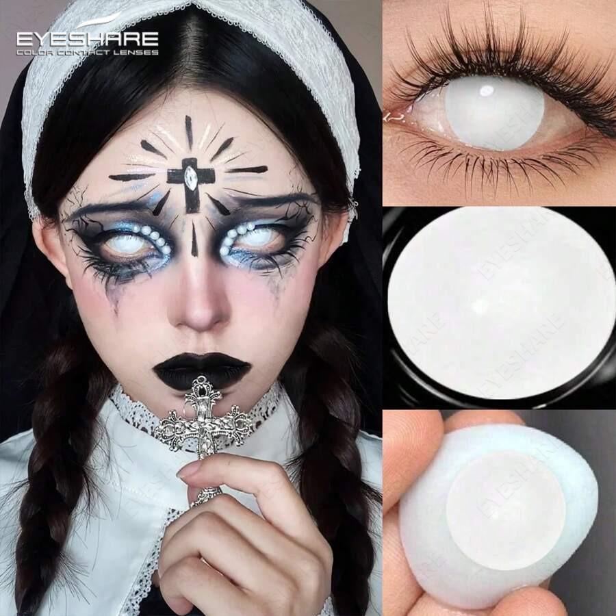 Eyeshare 1 Pair Red/Whie/Black Contact Lenses for Halloween Crazy Party Eye Makeup Lens Anime Role Playing Pupils