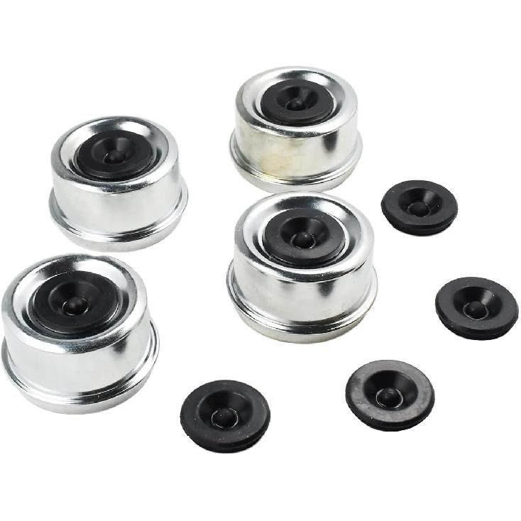 2Pcs 1.98 Inch Trailer Axle Dust Cap Cup Grease Cover Hub with Extra 2 Rubber Plugs, Compatible with Dexter EZ Lube Trailer Axles for Most 2000 to