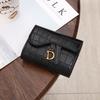 Women's 2022 Korean Style Crocodile Embossed Tri-Fold Wallet with D-ring Buckle Coin Pocket and Card Slots.