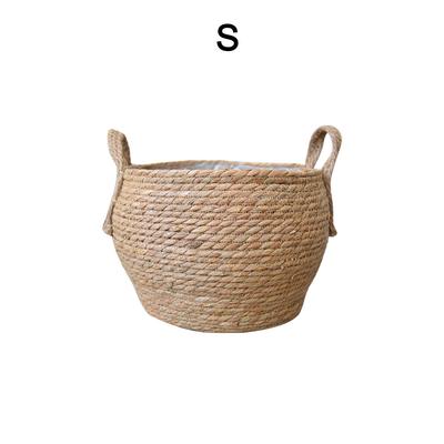 Nordic Handmade Straw Woven Basket M Flower Pot Decor Storage for Home Garden 30x27cm