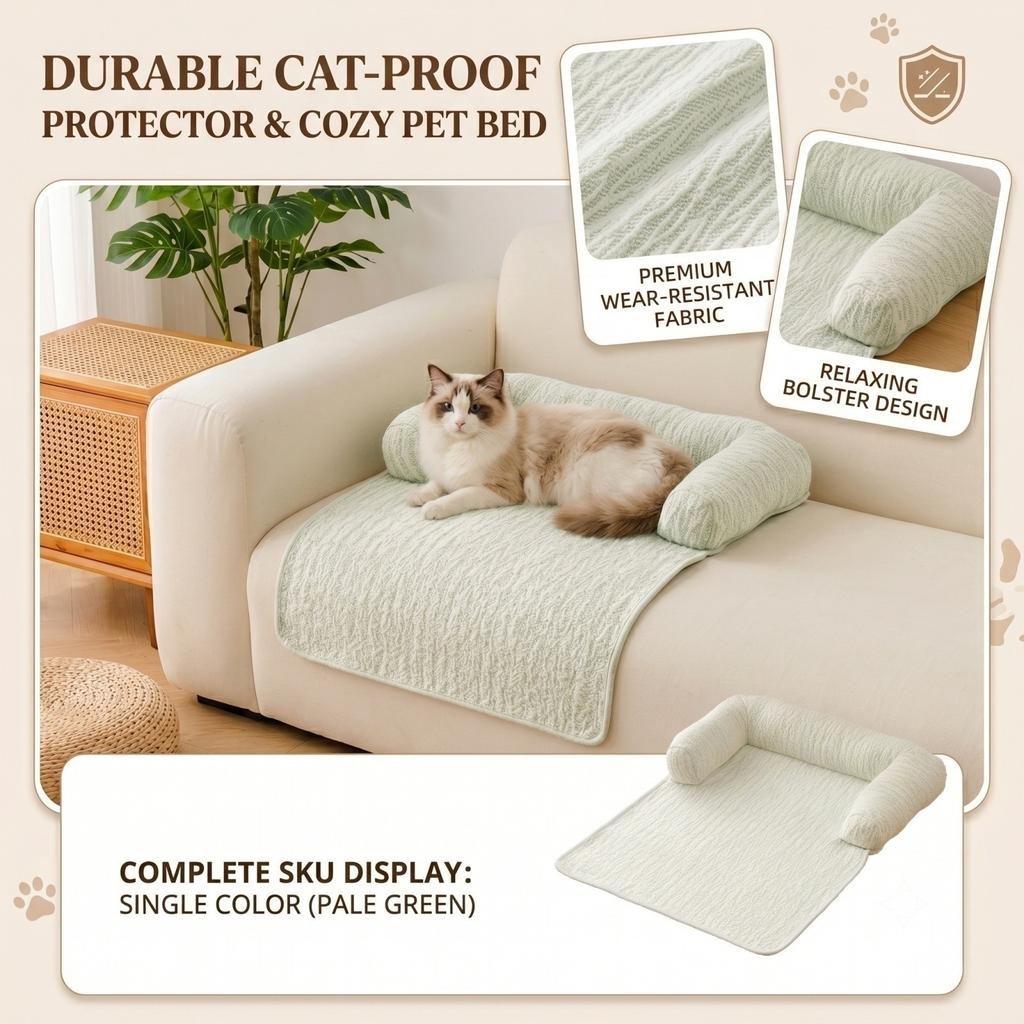 Pet Sofa Pad Non- for Dogs Cats Couch Protector - Cream