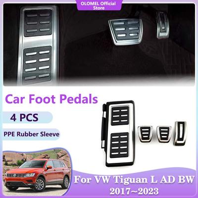 Car Foot Pedals for Volkswagen VW Tiguan AD BW L Allspace 2017~2024 Rest Brake Accelerator Covers No Drilling Interior Acessorie