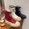 Fashion Women's Fashion Boots Round Toe Rain Flat Sleeve Anti-slip Rubber Sole Middle Follow Women's Ankle Boots Spring Autumn New 2024