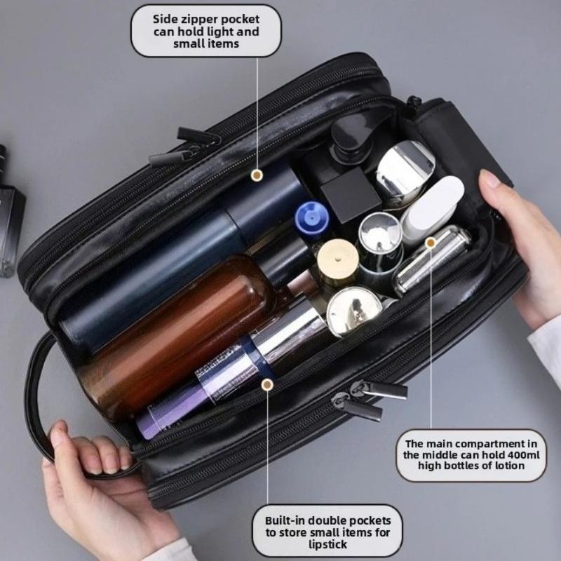 Neceser de PU para Mujer Hombre Portátil Esenciales de Viaje Bolsas de Maquillaje Impermeable Bolsa Colgante Organizador de Lavado Cosmético Bolsa con Particiones Bolsa para Cuidado de la Piel