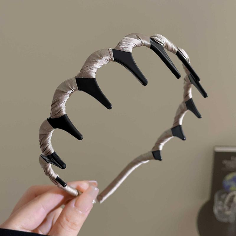 Temperamental Cloth Wave Headband Headdress Female Face Wash with Tooth Hairpin High Skull Top Non-slip Broken Hair Pressing Headband Hair Accessories