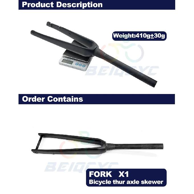 Carbon Internal Cables Fiber Road Front Fork Thru Axle Disc Brake Racing Road Fork 700*32C Tapered Tube Cyclocross Rigid Fork