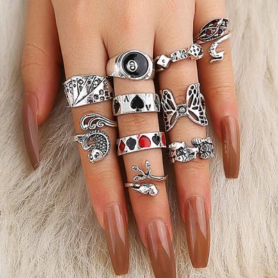 10 unidades / conjunto Bohemia anéis antigos para mulheres com padrão de seta joias de animais