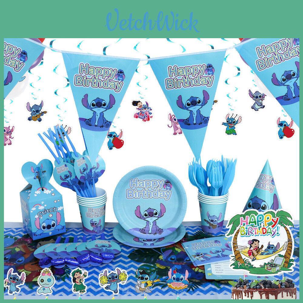 Stitch Theme Party Supplies Set Blue Lilo And Stitch Birthday Decorations
