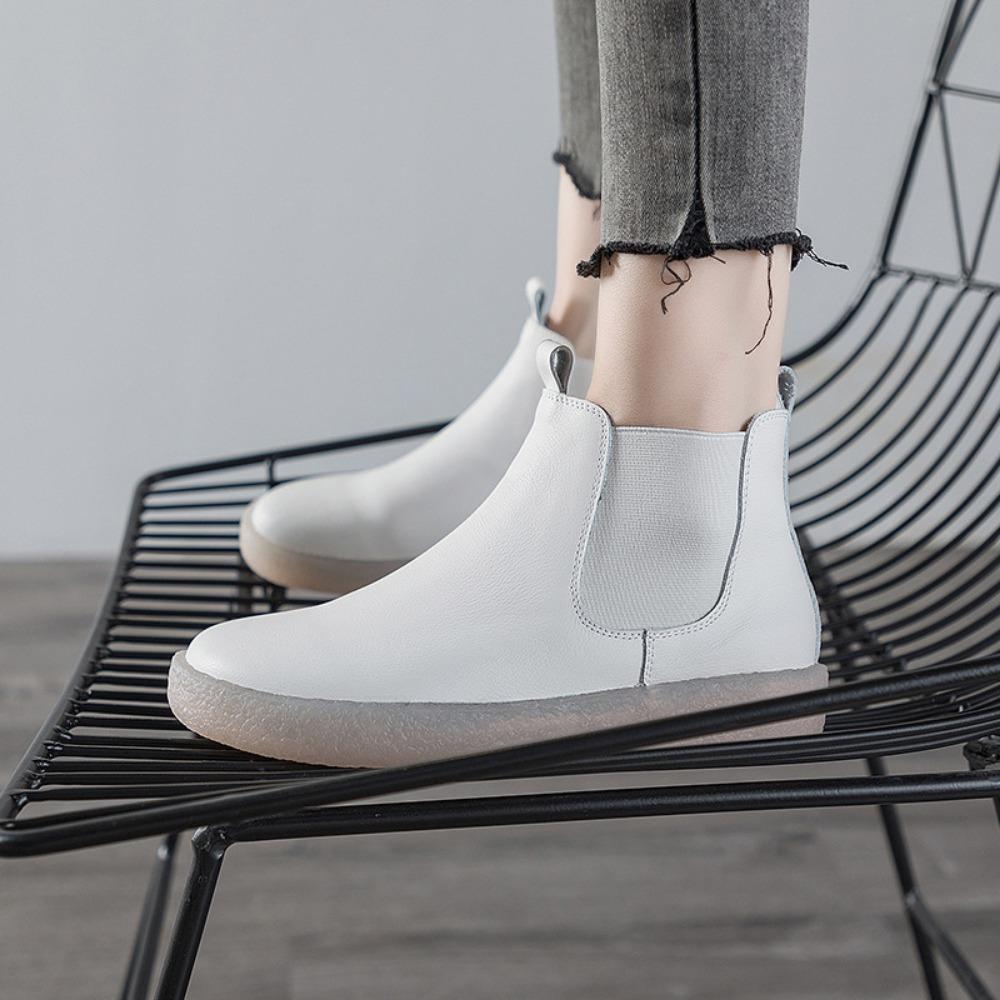 Boots Women New Retro Soft Soled Cowhide Women's Boots Plus Size Short Boot Womens Shoes Ankle Boots for Women Ladies Shoes