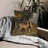 Deer And Fawns Double-Sided Decorative Pillowcase, Forest Animal Family Pattern Cushion Cover For Living Room Bedroom Decor