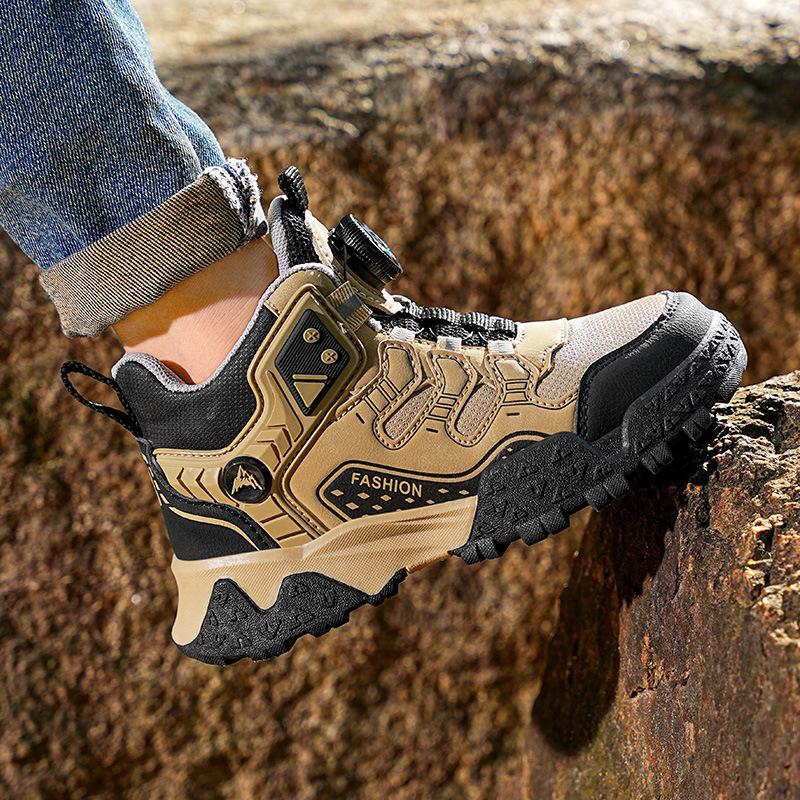 נעלי ספורט לילדים סתיו 2026 עם אבזם מסתובב - עור עמיד בפני החלקה ושחיקה להליכה וריצה